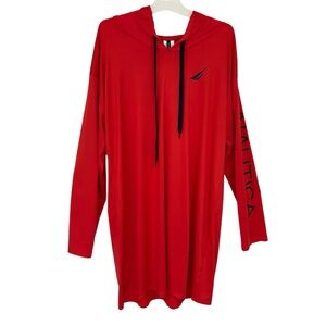 Nautica Vibrant Red Hooded Swimsuit Coverup
